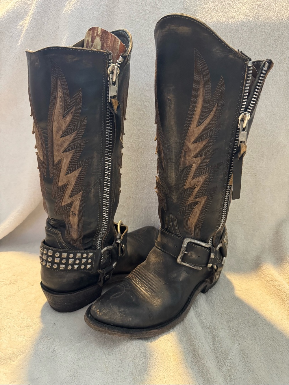 Old Gringo Black Harness Leather Western Zip Boots